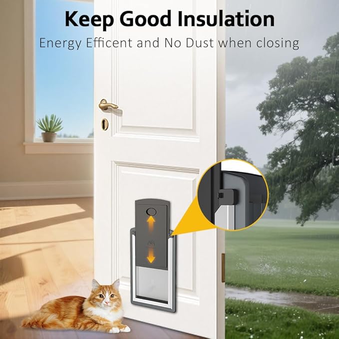 HARDLIGHT Large Cat Door for Exterior Door, Small Doggie Door with Two Sliding Panels for Extreme Weather,Pet Door for Small Dog and Large Cat Up to 20 lbs