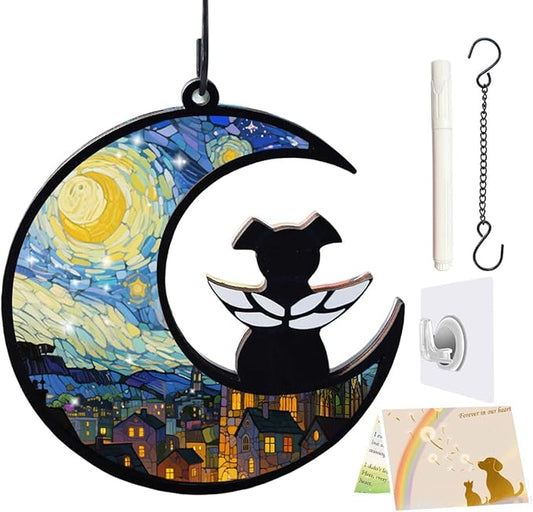 Dog Memorial Suncatcher, Loss of Dog Sympathy Gift for Pet Lovers, Cats Remembrance Ornament, Pet Memorial Gifts, Starry Night