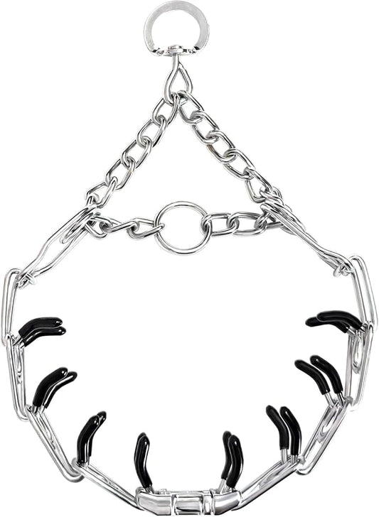 Prong Training Collar for Dogs, Adjustable Dog Pinch Collar with Quick Release Buckle, No Pull Collar for Small Medium Large Dogs, Extra Link and Caps