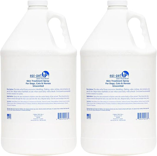 Epi-Pet Veterinary Formulated Dog Hot Spot and Dog Itch Spray, Pet Skin Treatment Spray for Allergies, Deshedding and Redness, Use it as Skin and Coat Conditioner, 1 Gallon (Pack of 2), Unscented