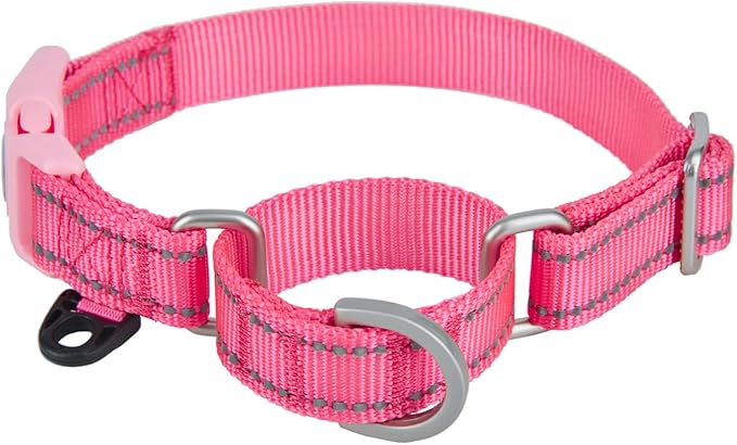 Reflective Martingale Collar for Dogs with Quick Snap Buckle Anti-Pull Nylon Safe Slip Collars for Easy Walking,Hot Pink,Large