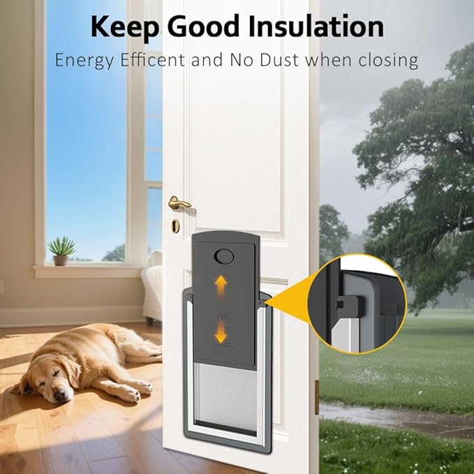[MAVRICPOWER] Steel Medium Dog Door for Door & Thin Wall, Doggie Door with Two Sliding Panels for Extreme Weather,Never Rust Small Pet Door for Small Dog and Large Cat Up to 40 lbs