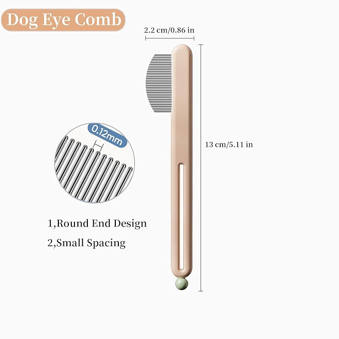 Precision Tear Stain Comb for Small Dogs Cats Face Eye Gunk Removal Tool ，Fit Yorkie, Shih Tzu, Maltese, Maltipoo, Pomeranian, Puppy Starter Kit, Pet Supplies (Pink)