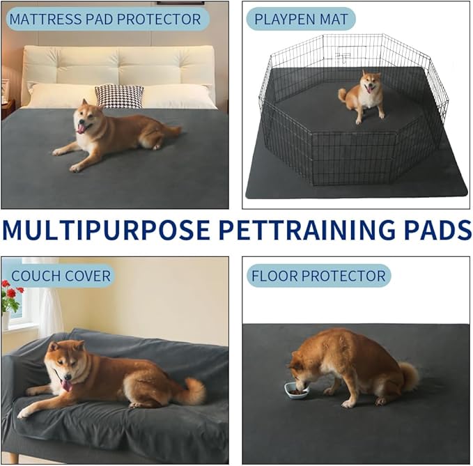 Dog Pee Pads Reusable 72x72 Inch, Fast Absorbent Puppy Pads with Washable, Waterproof, Non Slip, Quick Dry Dog Pads for Puppy Pen