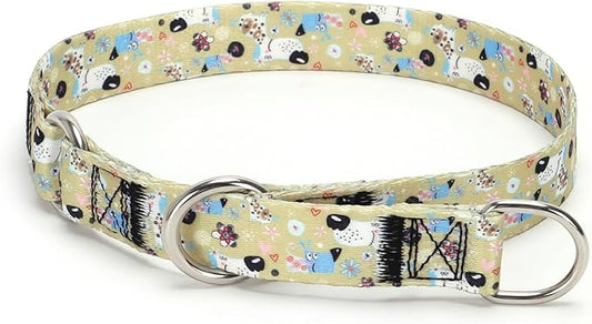 Training Dog Collar - No Pull Martingale, Slip With Slidable Stop Ring for Small, Medium, Large Dogs (NO8, M)