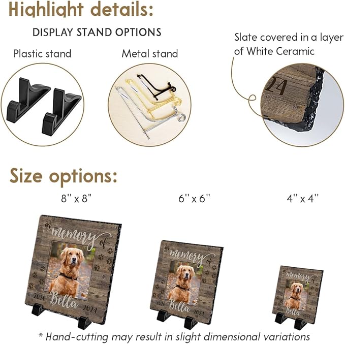 Customizable Pet Rock - Square Shape Picture Frame Gift for Loss of Cat and in Memory of Dog, Thoughtful Sympathy Gifts for Women and Mom to Keep Precious Remembrance