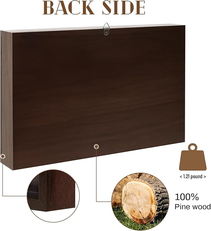 Dog Memorial Gifts for Loss of Dog, Pet Memorial Dog Picture Frame 13" Wooden Shadow Box Display with Collar & Leasd Holder, Sympathy Gift for Loss of Dog/Cat, Wall Hanging & Tabletop(Brown)