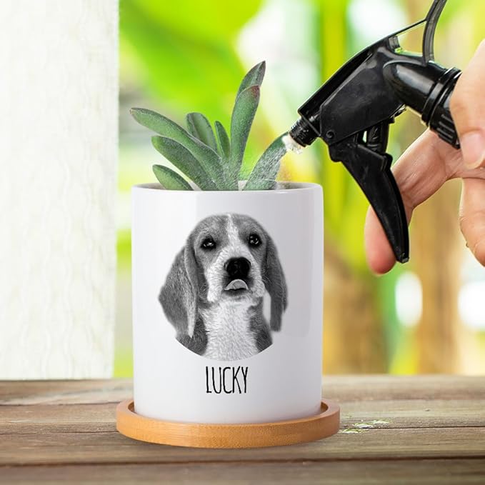 callie Personalized Pet Memorial Gifts Plant Pot with Photo Name Date, Custom Sympathy Gift for Dog Cat Loss, Pet Passing Away Gifts