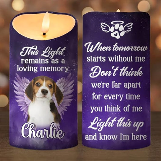 Personalized This Light Remains As A Loving Memory Dog Cat Led Candle Pet Sympathy Christmas Birthday Gift For Dog Mom Dad Pet Owners Loss Of Pet In Heaven Sympathy Led Candle Home Decor Gifts