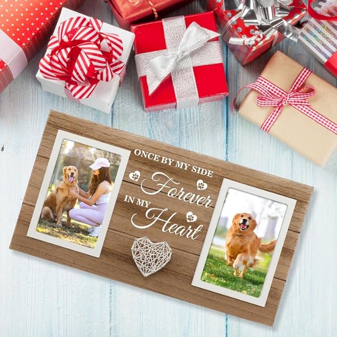 Dog Memorial Gifts for Loss of Dog - Pet Memorial Gifts for Dogs Cats - Cat Dog Memorial Picture Frame, Passing Away Gift for Dog Cat Sympathy Gift Photos Frame Double 4x6 IN