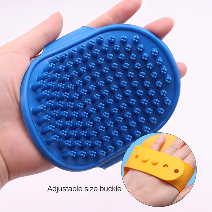 Dog Washing Gloves Brush for Pet 3PCS Dogs Shedding Wash Massage Gloves Grooming for Short Long Haired Dogs Cats (Dark Blue)