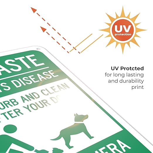 Pet Waste Leash-Curb and Clean Up After Your Dog Under Camera Surveillance Sign, (SI-63188) 10x7 Inches, 55 mil Thick HDPS (high Density polystyrene), Made in USA