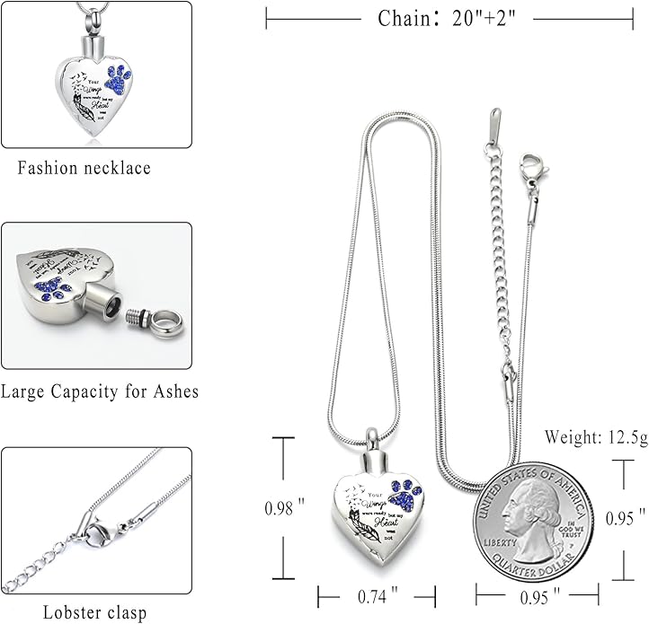 memorial jewelry Your Wings were Ready, But My Heart was Not Stainless Steel Carved Locket Cremation Urn Necklace for Pet Dog Cats