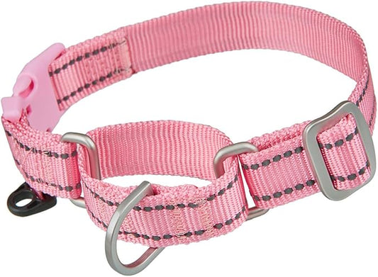 Reflective Martingale Collar for Dogs with Quick Snap Buckle Anti-Pull Nylon Safe Slip Collars for Easy Walking,Pink,Small