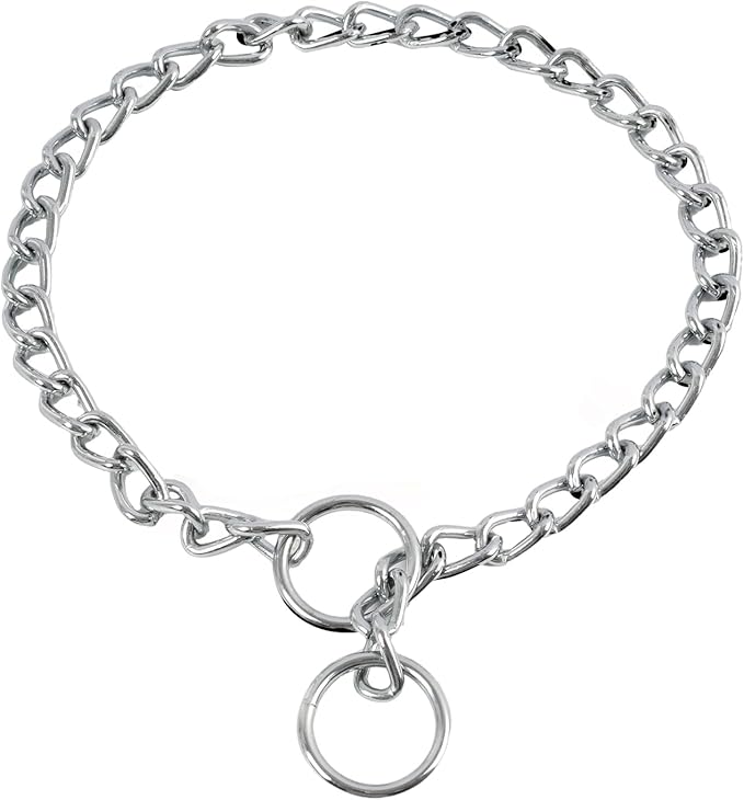 Dog Chain Collar, Stainless Steel Choker Collar with Slip Link Design, Heavy Duty Metal Training for Small Medium Large Breed Dogs Training and Walking Silver 20 Inch Max Neck Size