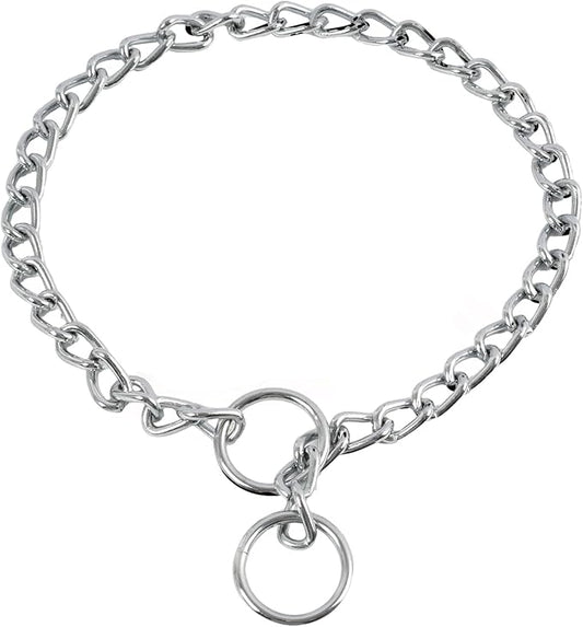 Dog Chain Collar, Stainless Steel Choker Collar with Slip Link Design, Heavy Duty Metal Training for Small Medium Large Breed Dogs Training and Walking Silver 20 Inch Max Neck Size