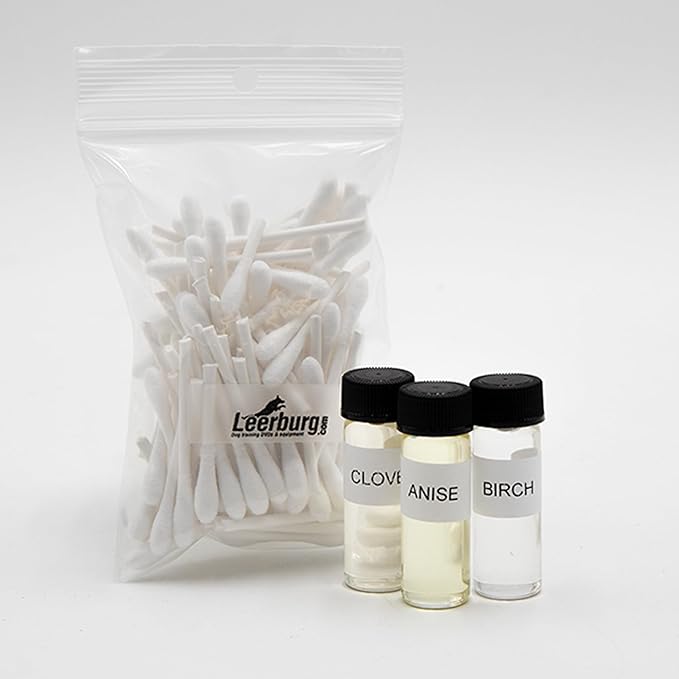 Leerburg AKC/NACSW/CKC/UKC Scent Work Refill Kits, Essential Oils & Swabs for Dog Training - Scent Work Training Essential Oils Vary with Dog Sport Kit: Anise, Clove, Birch, Cypress, Myrrh, Vetiver