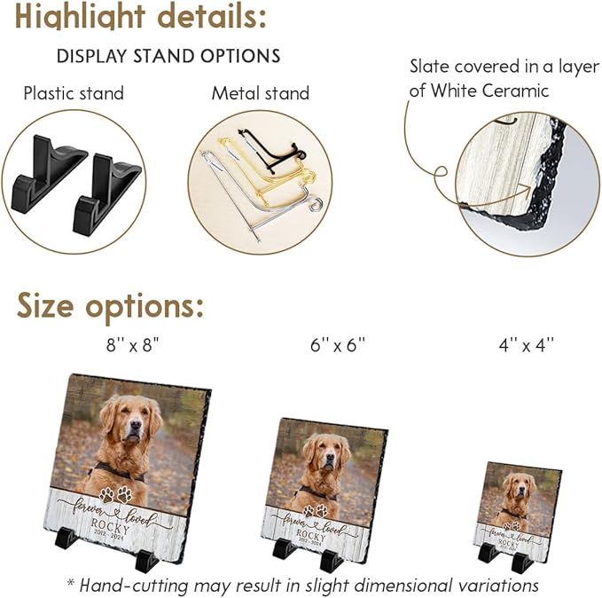 Personalized Memorial Stone - Sympathy Gift for Pet Lovers - Heart and Square Shape Headstones (Square 05)