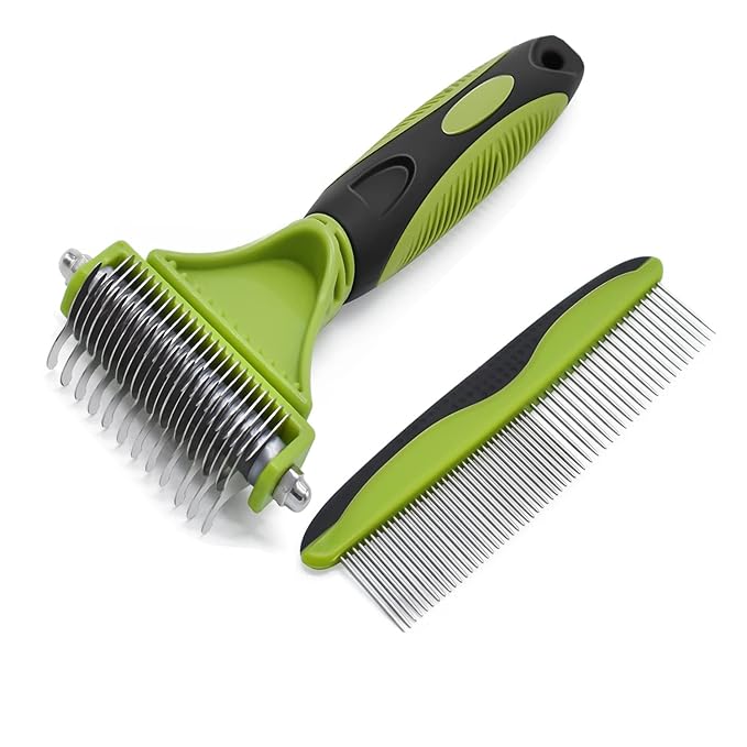 Knot Remover Comb, Dematting tool for Dog - Pets Grooming Brush for Long/Heavy Hair Dogs & Cats, Removes Loose Undercoat, Knots, & Angled Hair, Green, 0.0353 Ounce