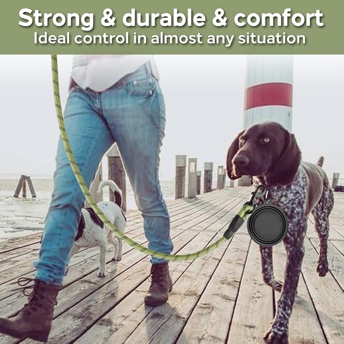 COOYOO 2 Pack Dog Leash 6 FT Heavy Duty - Comfortable Padded Handle - Reflective Dog Leash for Medium Large Dogs with Collapsible Pet Bowl