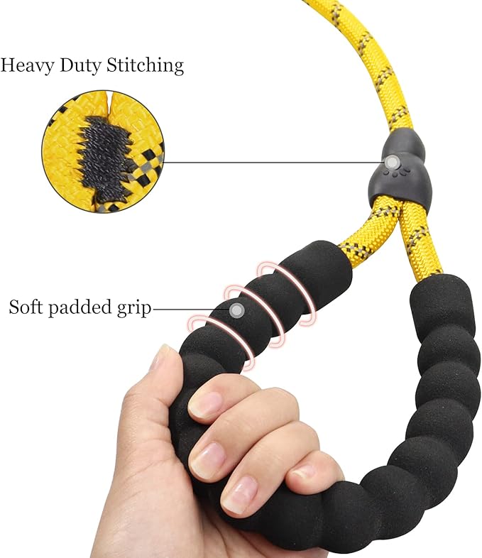 TagME Slip Leads for Dogs that Pull, 6 FT No-Pull Training Leash with Lock, Escape-Proof Design, Reflective & Padded Handle for Medium Dogs, Yellow