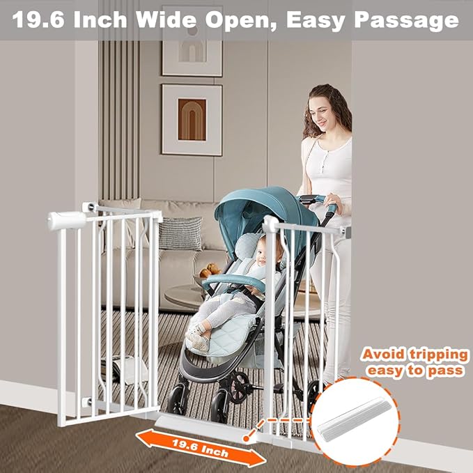 Fairy Baby Extra Wide Baby Gate for Dogs Pressure Monuted Safety Gate for Living Room, Fits 62 Inch to 67 Inch with No Drill Auto Close Dog Gate for Doorways, White