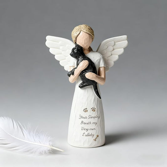 Cat Memorial Gifts for Loss of Pet, Waterproof Resin Angel Holding Cat Figurine, Pet Memorial Statue Sympathy Bereavement Gifts for Grieving Owners & Animal Lovers