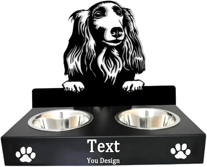 Personalized Dog Food Bowl Holder,Customized with Your Pet'S Name Pet Feeding Supplies Bowl Stainless Steel Dog Food and Water Dishes Gift for Pet Lovers (Dachshund)