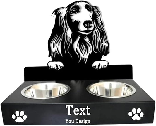 Personalized Dog Food Bowl Holder,Customized with Your Pet'S Name Pet Feeding Supplies Bowl Stainless Steel Dog Food and Water Dishes Gift for Pet Lovers (Dachshund)