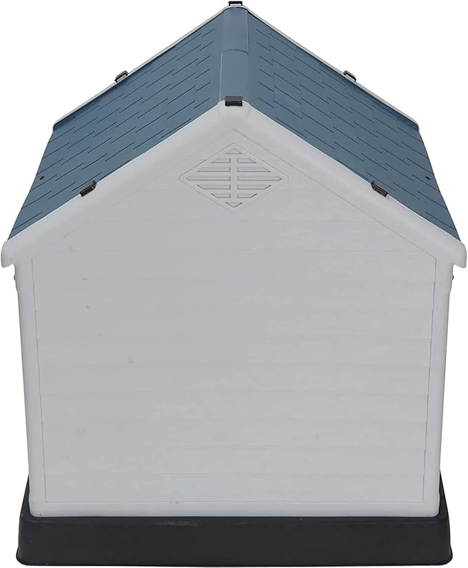 Durable Waterproof Plastic Dog House for Small to Large Dogs Indoor Doghouse Puppy Shelter with Air Vents and Elevated Floor, Outdoor Kennel for Yard, Patio, Garage, Easy to Assemble