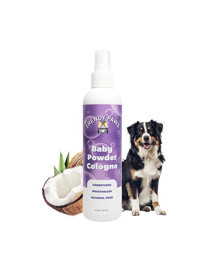 Trendy Paws Baby Powder Cologne. Naturally-Derived Baby Power Sent for Dogs Made with Coconut and Palm