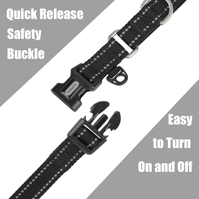 Reflective Martingale Collar for Dogs with Quick Snap Buckle Anti-Pull Nylon Safe Slip Collars for Easy Walking,Black,XSmall