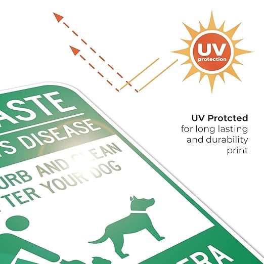 Pet Waste Leash-Curb and Clean Up After Your Dog Under Camera Surveillance Sign, (SI-63188) 12x18 Inches, 55 mil Thick HDPS (high Density polystyrene), Made in USA