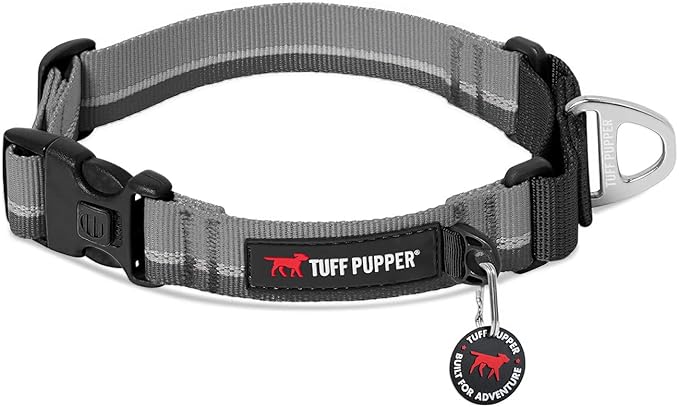 Tuff Pupper Martingale Collar for Dogs | Gentle Nylon Limited Cinch is Perfect for Training | Durable Locking Buckle | Reflective for Safer Night Walking | Sizing for All Breeds (Black, Small)