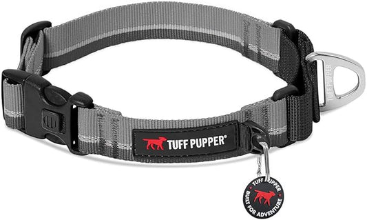 Tuff Pupper Martingale Collar for Dogs | Gentle Nylon Limited Cinch is Perfect for Training | Durable Locking Buckle | Reflective for Safer Night Walking | Sizing for All Breeds (Black, X-Small)