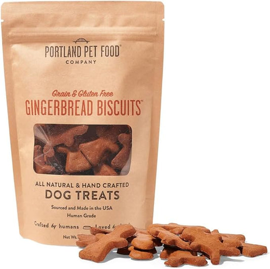 Portland Pet Food Company Gingerbread Dog Treats Healthy Biscuits for Small Medium & Large Dogs - Grain-Free, Human-Grade All Natural Cookies, Snacks & Puppy Training Treats - Made in the USA - 5 oz