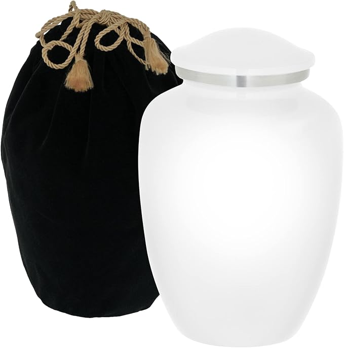 Homage Large Custom Photo Pet Cremation Urn for Pet Ashes - Vase Style Pet Urn - 200 Cubic Inch Capacity -Personalization Included (White)