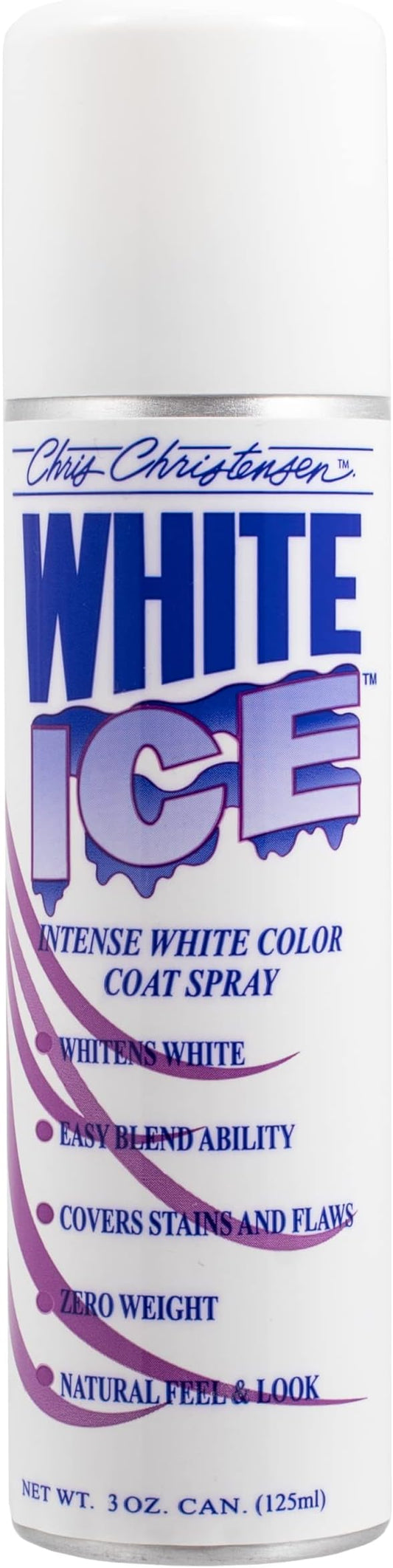 Chris Christensen White Ice Spray, Dog Cosmetics, Groom Like a Professional, Natural Look, Easy to Apply and Blend, Made in The USA, 3oz