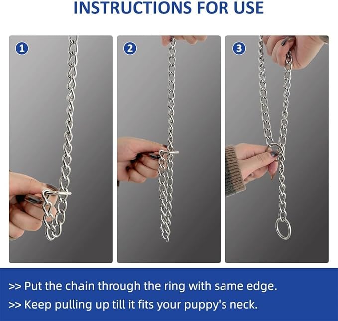 Chocker Collar for Dog,Dog Chain Collars,Metal Slip Link Training Heavy Duty Dog Collar Martingale Puppy Collars for XXS XS Small Medium Large Big XL Breed Dogs Silver XXS