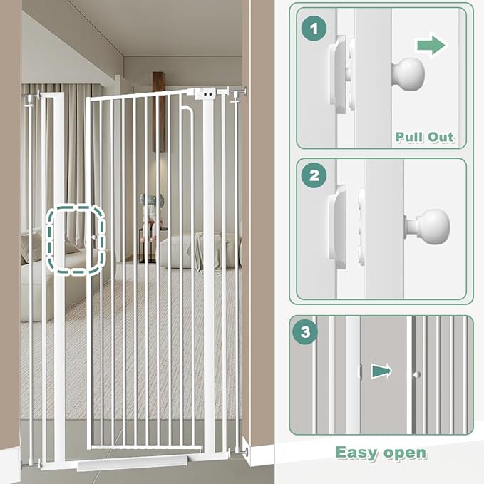 57" Extra Tall Cat Gate for Doorway,52.8"-57.4" Width, Extra Tall Baby Gate Tall Dog Gate Wide Baby Gate Safety,Narrow Auto-Close for Indoor Stairs, Doorways, and Kitchen