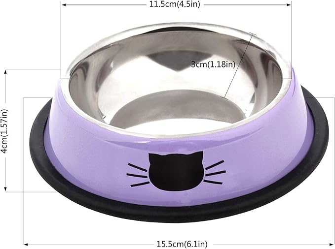 Legendog Pet Bowl Stainless Steel Non-Skid Rubber Base Dog Bowl Cat Bowl GR OR PP