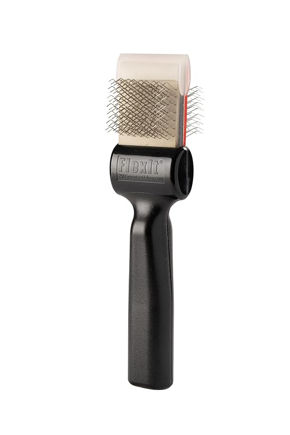 FlexIt® Red/Silver Firm Flex Mat Zapper Dog Grooming Brush – Undercoating Combo (Single)