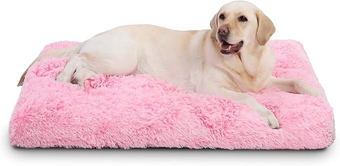 Vonabem Large Dog Bed Pink, Washable Pet Crate Pads for Large Medium Dogs, Plush Soft Girl Princess Puppy Beds,Anti-Slip Pets Mats for Sleeping 35 * 23 inch
