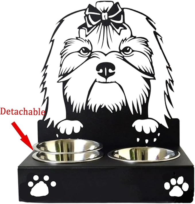 Personalized Dog Bowl, Laser Engraved Custom Pet Name, Stainless Steel Dog Food and Water Dishes Gift for Pet Lovers (Maltese)