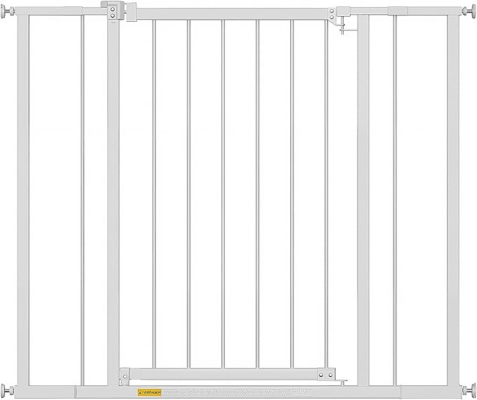 BestPet 36”Tall Dog Gate for Stairs & Doorways, Fits 28.5”-39.7” Wide Openings,Walk-Through Metal Pet Gate for Indoor Use,Adjustable Safety Gates for Pets,White
