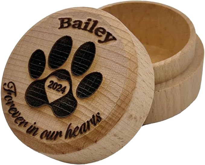 Personalized Memorial Keepsake Box for Pet Ashes and Fur, Custom Name and Date - Pet Paw Engraving Dog Cat Hair Ashes Container Memorial Urn Pet Loss Sympathy Gifts for Pet Lovers Friends