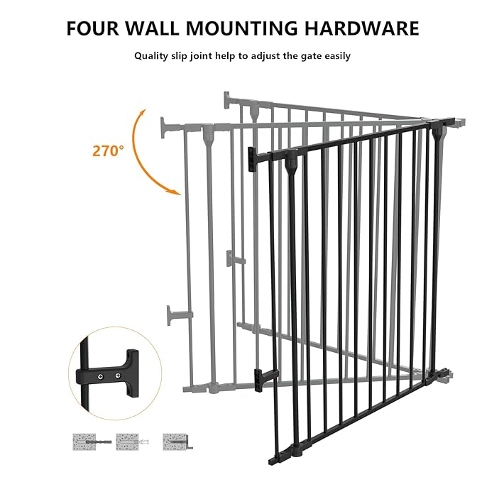 Bonnlo 208'' Wide Baby Gate Playpen 8 Panel Adjustable Play Yard Metal Dog Gate with Door Fireplace Christmas Tree Fence for Pet/Child/Toddler