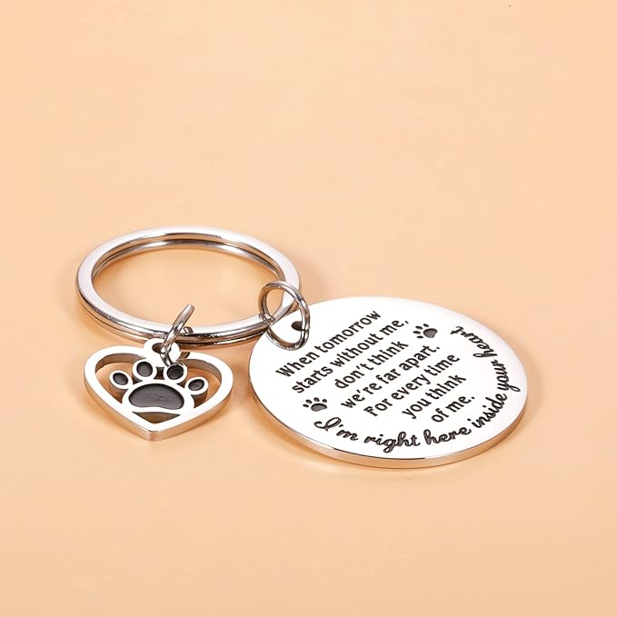 KINMES Pet Memorial Gifts When Tomorrow Starts Without Me Dog Cat Remembrance Keychain Loss of Dog Pup Puppy Sympathy Gifts for Men Women Pet Lover Owner Friends Rainbow Bridge Paw Print Presents
