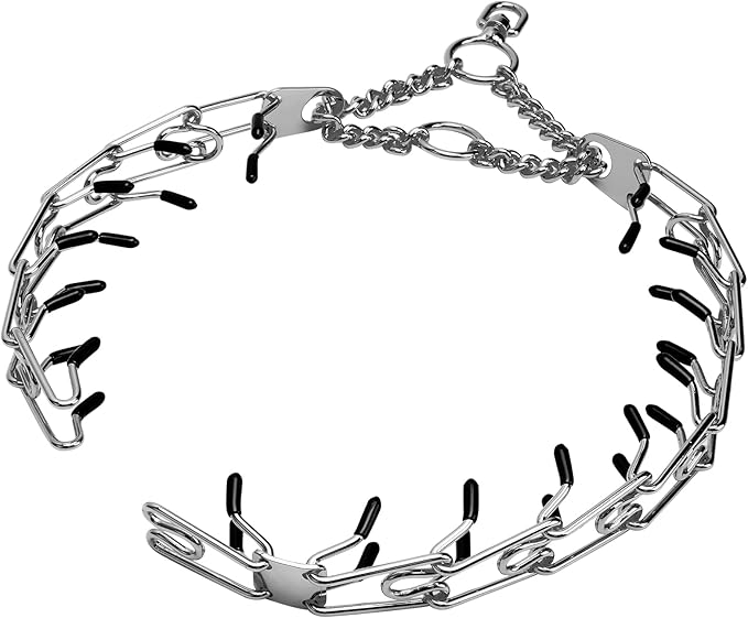 Stainless Steel Prong Pinch Collar for Dogs, Adjustable Training Collar with Quick Release Buckle for Small Medium Large Dogs (Silver, 24")