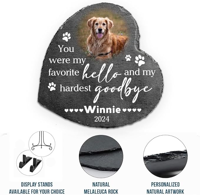 Dog Memorial Gifts for Loss of Dogs, Personalized Sympathy Stone, Pet Memorial Gifts, Pet Loss Gift, Cemetery Decorations for Grave, Cat Loss for Cat Lovers, You were My Favorite Hello